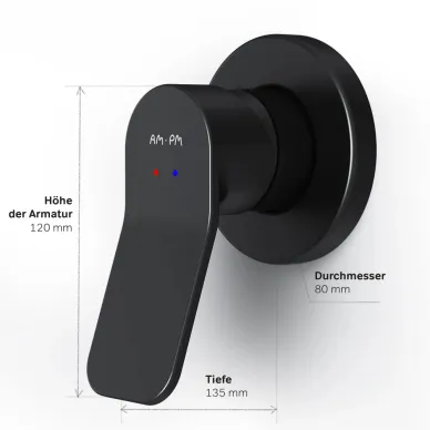 Смеситель для душа AM.PM X-Joy F85A45722 скрытого монтажа, чёрный матовый 6