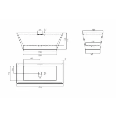 Ванна из искусственного камня Abber Berlin AM9912G 170x75 серая матовая 6