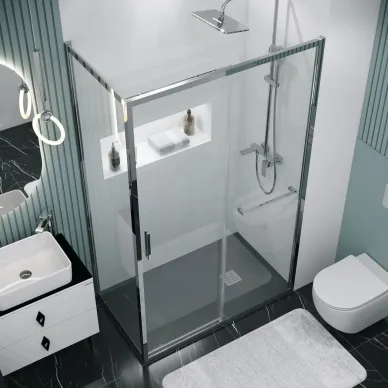 Душевой уголок Grossman Style 110х90х195 см, стекло прозрачное/профиль хром 8