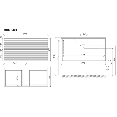 Тумба для ванной Sancos Folk FL100CP подвесная, 100 см, капучино матовый 5