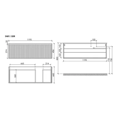 Тумба для ванной Sancos Snob R 1.0 SNR1.0120RSM правая, 120см, doha soft 7