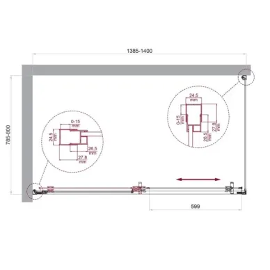 Душевой уголок BelBagno Luce LUCE-AH-1-140/80-C-Cr 140x80 см, хром/прозрачное стекло 5