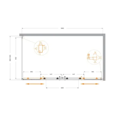 Душевой уголок Cezares Molveno MOLVENO-AH-2/1-170/90-C-Cr-IV 170х90 профиль хром/стекло прозрачное 5