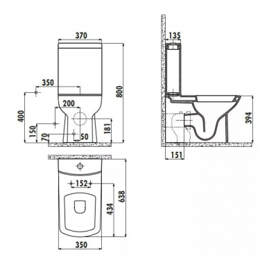 Бачок Creavit Lara (LR410-00SI00E-0000) черный 1