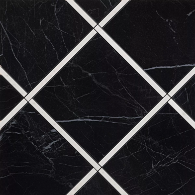 fNK5 Roma Diamond Incroci Nero Reale Carrara Inserto 60x60 0