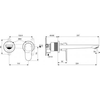 Смеситель для раковины Ideal Standard Silk Black (BD133XG) (скрытого монтажа) черный матовый 5