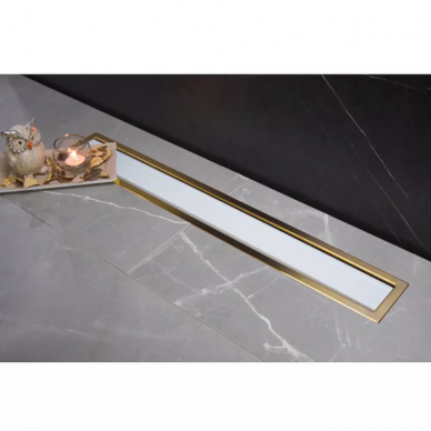 Душевой лоток Pestan Confluo Premium Line 650 White Glass Gold (13100122) с решеткой белый/золото 11