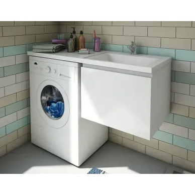 Тумба с раковиной Эстет Dallas Luxe 150 R (ФР-00009840) (правая) подвесная, 1 ящик, белая 6