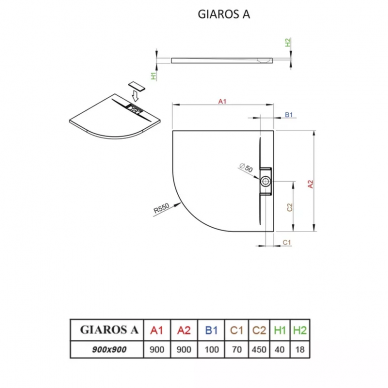 Душевой поддон Radaway Giaros A90 (MKGA9090-03) 90x90 1