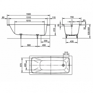 Ванна стальная Kaldewei Cayono 747 (274730003001) 150x70 Anti-slip+Easy-Clean 6