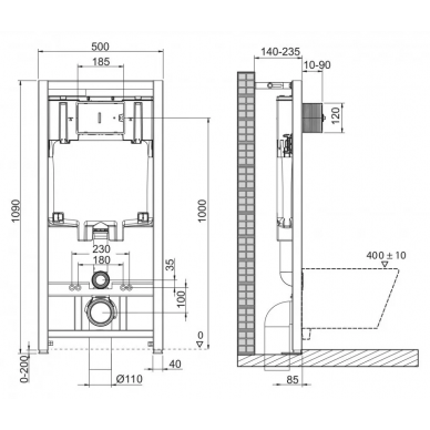 Инсталляция BelBagno BB002-80 в комплекте с унитазом ARDENTE, крышкой микролифт, кнопкой смыва (чёрная) 8