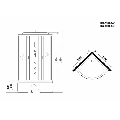 Душевая кабина Niagara Classic NG-2509-14F (1000х1000х2150) с гидромассажем 16