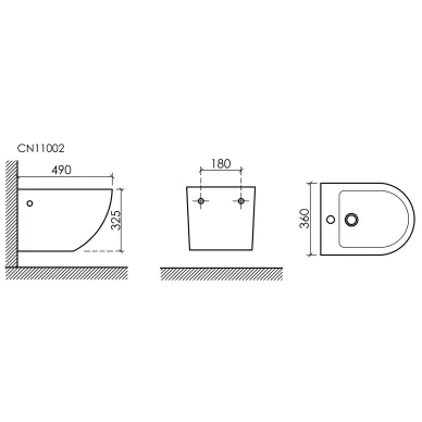 Биде подвесное Ceramicanova Uno (CN11002) чёрное матовое 7
