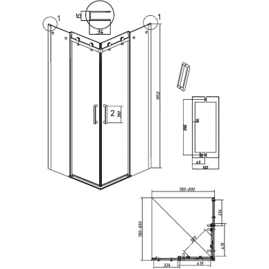 Душевой уголок Grossman Classic 80x80х195 см, стекло прозрачное/профиль хром 5
