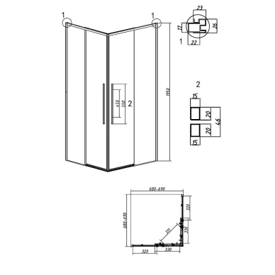 Душевой уголок Grossman Galaxy 70x70х195 см, стекло прозрачное/профиль чёрный матовый 5