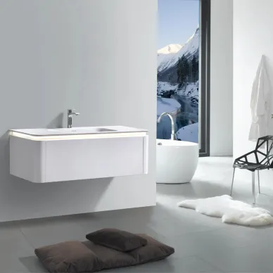 Тумба с раковиной Black & White Universe U925.1200 120 см, с Led подсветкой, milk white 5