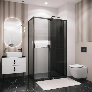 Душевой уголок Grossman Style 120х80х195 см, стекло тонированное/профиль чёрный матовый 8