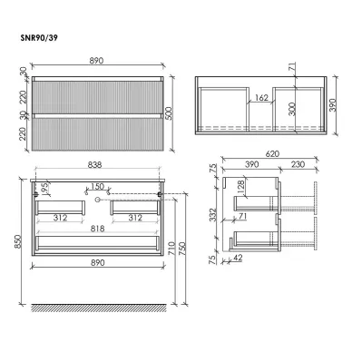 Тумба для ванной Sancos Snob R SNR90/39W 90см, Bianco 6