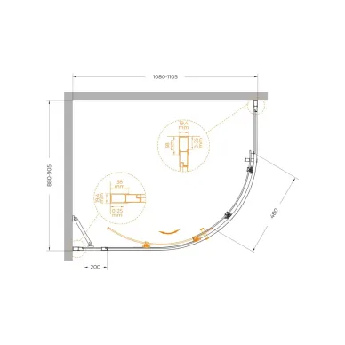 Душевой уголок Cezares Molveno MOLVENO-RH-1-110/90-C-GM-IV 110x90 профиль оружейная сталь/стекло прозрачное 5