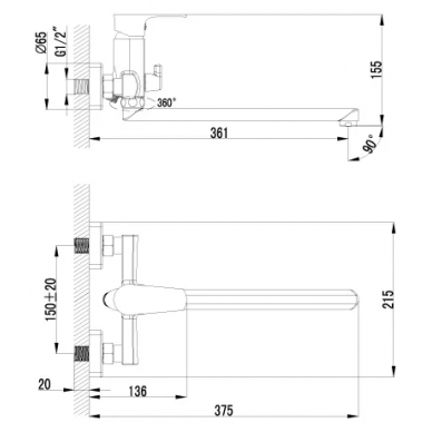 Смеситель для ванны Lemark Plus Factor (LM1651C) 1