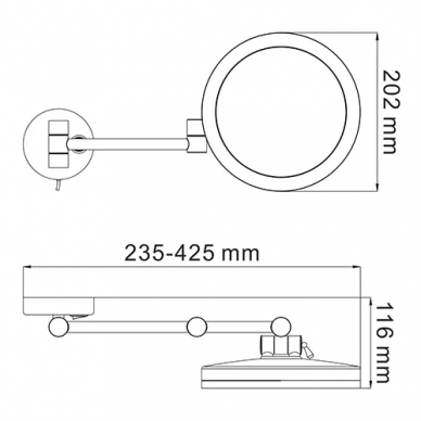 Зеркало косметическое Wasserkraft K-1004 (поворотное) (настенное) с LED-подсветкой 3