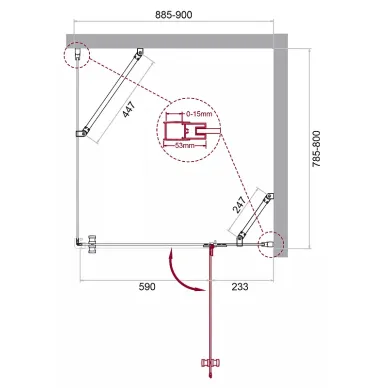 Душевой уголок BelBagno Kraft (KRAFT-AH-12-90/80-C-Cr-R) 90х80 см, профиль хром/стекло прозрачное 7