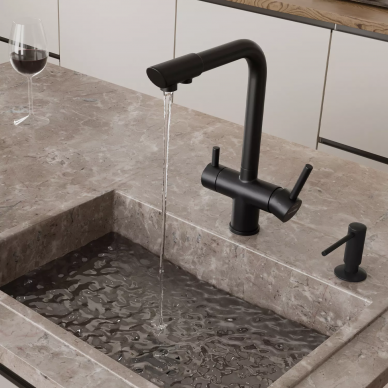 Смеситель для кухни Wasserkraft (A8367) под фильтр, черный Soft-touch 10