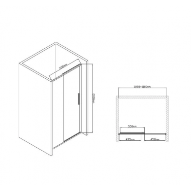 Душевая дверь Vincea Slim-U (VDS-2SU110CL) 110x200 см, профиль хром/стекло прозрачное 6