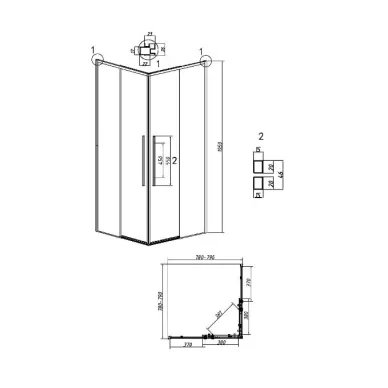 Душевой уголок Grossman Galaxy 80x80х195 см, стекло тонированное/профиль чёрный матовый 5