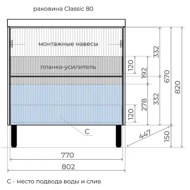 Тумба для ванной Style Line Стокгольм ЛС-00002335 напольная, 80 см, белый рифленый софт 5