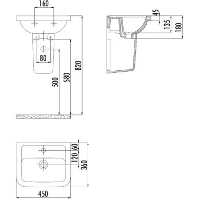 Полупьедестал Creavit Key KY260-00CB00E-0000 1