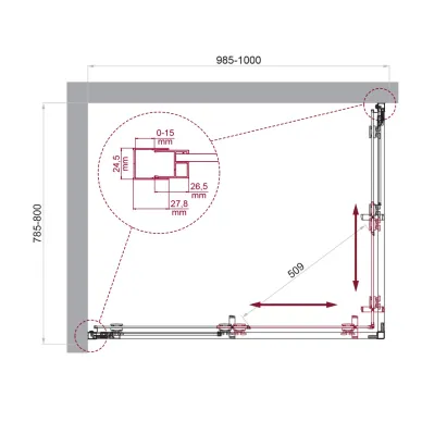 Душевой уголок BelBagno Luce LUCE-AH-2-100/80-P-Cr 100x80 см, хром/стекло рифленое 5