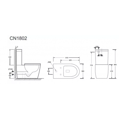 Унитаз напольный Ceramicanova HighLight (CN1802-B) безободковый с сидением микролифт 6