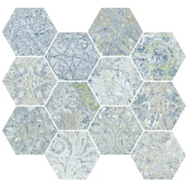 BOHEMIAN BLUE NAT MOSAIC HEXAGON 30x28 0