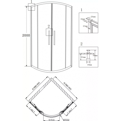 Душевой уголок Grossman Pragma (PR-100S) 100x100x200 см, серебро 6