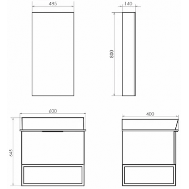 Тумба для ванной Comforty Порто 60 (60x64.5x40 см), дуб дымчатый, c раковиной 9055RA-50 6