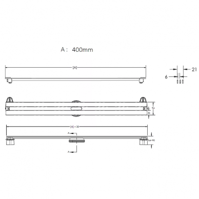 Душевой лоток Berges Super Slim 400 (090177) S-сифон боковой, матовый хром 6