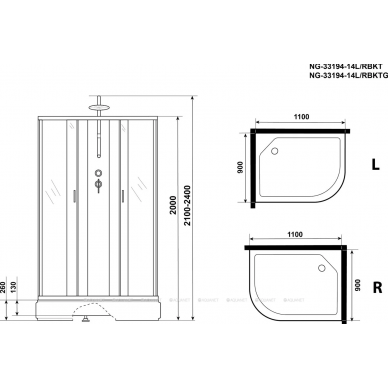 Душевая кабина Niagara Classic (NG-33194-14RBKT) 110х90 7