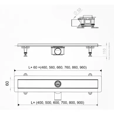Душевой лоток Azario Ceramic (AZPP01-70 Ceramic) 700 мм 4