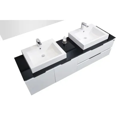 Тумба с раковиной Orans BC-6023-1800 (180x52) белая/чёрная 6