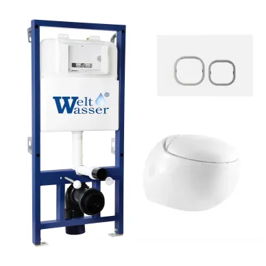 Инсталляция Welt Wasser Bamberg 525 + JECKENBACH 004 GL-WT + Bamberg WT в комплекте с унитазом, безободковый, с сидением микролифт 0