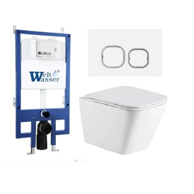 Инсталляция Welt Wasser Bamberg 545 + GELBACH 043 MT-WT + Bamberg WT в комплекте с унитазом, безободковый, с сидением микролифт 0