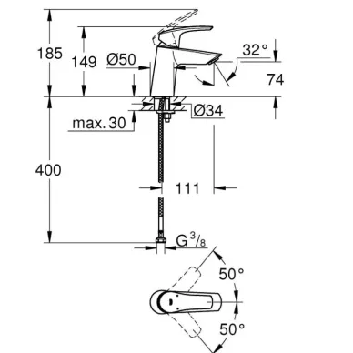 Смеситель для раковины Grohe Eurosmart 23967003 хром 1