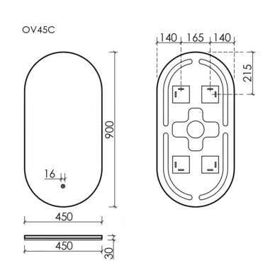 Зеркало Sancos Oval OV45C 45x90 см, с LED подсветкой 6