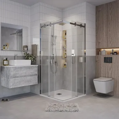Душевой уголок Grossman Classic 100х100х195 см, стекло прозрачное/профиль хром 7
