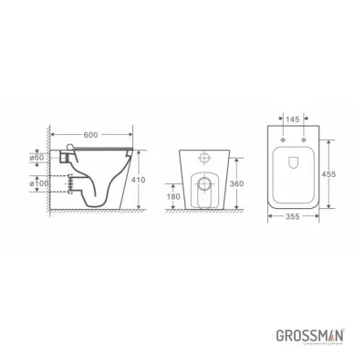 Инсталляция для подвесного унитаза Grossman 900.K31.01.000+клавиша 700.K31.01.110.110 хром матовый+унитаз GR-4414S 7