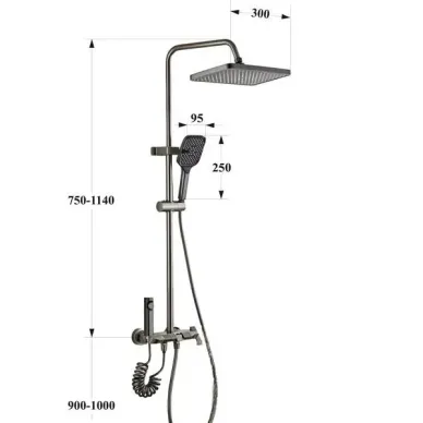 Душевая система Cerutti SPA C-3A с гигиеническим душем, графит 6
