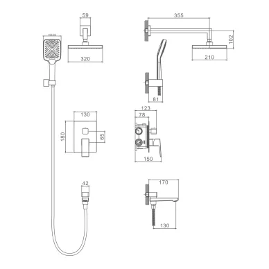 Душевая система Splenka S01 S01.27.06 черная 1