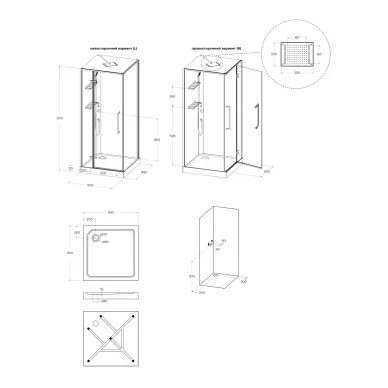 Душевая кабина BelBagno Uno UNO-CAB-A-1-90-C-Cr-Bi-TOP-R 90x90, правая 9