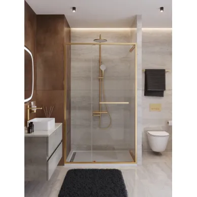 Душевая дверь Cezares Lux LUX-B-FS-11-120-C-BORO 120x195 см, профиль брашированное золото/прозрачное стекло 0